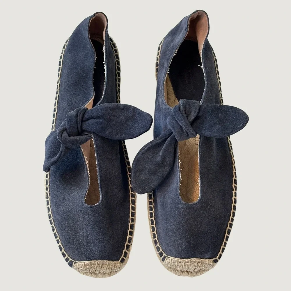 Bernardo Viola Espadrille Flats Navy Blue Womens 10 Suede Knot Slip On Shoes